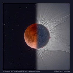 Total Solar Lunar Eclipse #nasa #apod #moon #sun #corona #eclipse #lunareclipse #solarsystem #earthshine #superbluebloodmoon #space #science #astronomy