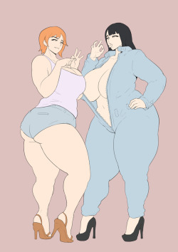 carmessi: jujunaught: Nami and Robin WIP commission yuss  ;9