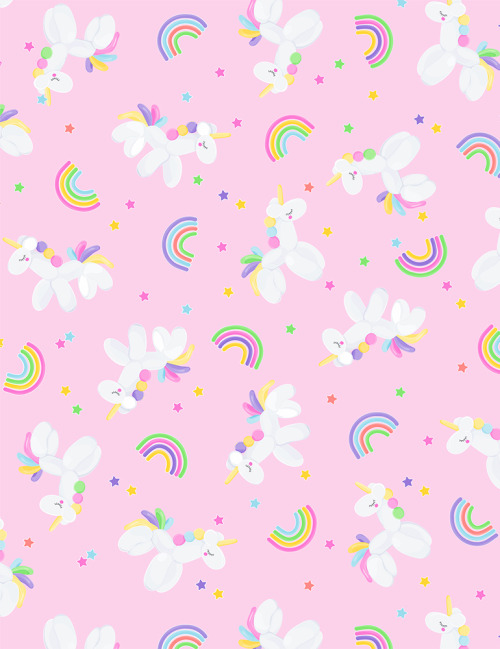 patternvomit:pink balloon unicorn fabric design from timeless treasures