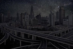 Darkened Cities (Villes Éteintes) by Thierry Cohen  Since 2010 Thierry Cohen has devoted himself to a single project – “Villes Éteintes” (Darkened Cities) – which depicts the major cities of the world as they would appear at night without light