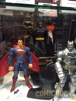 infinityarcentertainment:  Check out these Batman v. Superman action figures unveiled at SDCC including various action figures, vehicles, what looks like a Kryptonite gun (Could we see this in the actual film?), and a voice changing armored Batman helmet.