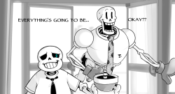 salami-dono:  (1) (2) The CDA agents are investigating at the factory now?! Helping Frisk return to their world might be a bit more troublesome than the Skele-bros thought… 