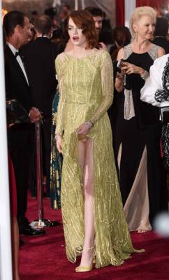 celebritynippleslips:  Emma Stone pantie upskirt at the Academy Awards