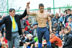 gymandnastiksguys:  guystease:  Plamen the hottest Bulgarian wrestler ever.  Is he a supermodel with a huge bulge or just a beautiful wrestler?  Pre-tattoos.  GYMNASTIKS G&amp;B’s Follow me Hot stuff, gymnasts, sports and gym Guys &amp; Bodies also