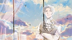 prospectkiss: ribellenm: There were supposed to be buildings outside his office but I don’t know how to draw them so the end This picture makes me feel soft and nostalgic. All the soft pastel colors are soothing and happy, and the soft, hopeful expression