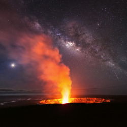 awkwardsituationist:  kīlauea, one of hawaii’s youngest and most active volcanoes, has been spewing lava continuously for over thirty years, making it the longest rift zone eruption of the last two hundred years.  despite a melted tripod and shoes,