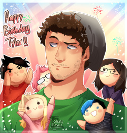 chibi-megimoo:  ~ Happy Berfday boo ~  i am sick, it is 1 am in the f*cking morning, i am hella tired- but at least i made it for making @Apocalypto_12 Bday fanart (i think..), Happy Berfday boo, have a fucking wondeful day. :) 