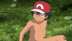th3dm0n: Ash Ketchum - Come and Get It!  As Ash and Clemont were alone in the forest, Ash decided to tease Clemont a bit :3.    Original Artwork (Screenshot) is from the Pokemon X&amp;Y Anime Series, Episode “Ugomeku Mori no Ohrot!”, edited by dm0n.©