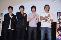 Kamiya Hiroshi (Levi), Ono Daisuke (Erwin), Isayama Hajime, and Araki Tetsuro made their scheduled appearance at Shinjuku Ward 9 to promote the 2nd weekend of the 2nd SnK Compilation Film!During the press conference, Isayama also mentioned that he has