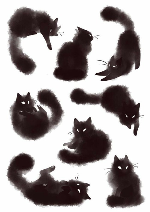 glamboyl:  Black Cats art by Rozenn Grosjean.