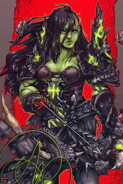 karniz: World of Warcraft: Commission of Gorah Steelbreaker for @makkochiDigital Art; Clip Paint Studio • About four hours “o hai there, didn’t see you at first, how about you give me yo numba–”/gets sliced in half by this orc goddessLook at