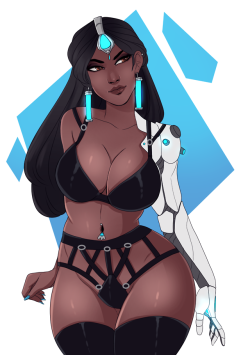 lady-amaranthine: Symmetra for my Overwatch lingerie series~ Some hardlight shibari as well, because why not ;D || Patreon || Commission Info || ko-fi|| Twitter|| 