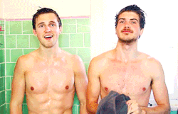 famousmeat:  Marcus Butler &amp; Joey Graceffa shirtless in the shower 