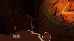 theories-gravityfalls:  I decoded the wallIt started with bad dreams which became nightmares. I was foolish. I answered; I painted the symbols: words. When gravity falls and the [earth] [bec]omes sky, fear the beast with just [one eye].  Now the real
