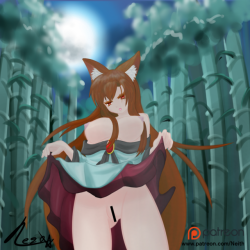 weaver-neith: Patreon Some lovely fanart of Touhou’s best kemono, Kagerou Imaizumi. I think the idea of her going into a state of insatiable lust and attacking men during full moons is rather cute, so I wanted to bring it to life. I seem to be going