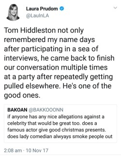 thehumming6ird: The fact that there are so many positive responses to this tweet specifically about Tom speaks volumes about his authenticity, and how special he makes those he meets while technically ‘off-duty’.  And it’s all done with dignity,