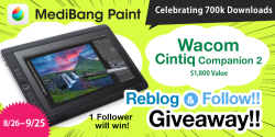 medibangpaint:  We’re extending our Wacom Cintiq Giveaway to Tumblr. To get a chance to win a 13.3 Inch Wacom Cintiq Companion 2 reblog this post and follow us.   Details here http://medibangpaint.com/en/news/2015/08/campaign/ 