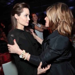 I never follow celeb beef but this picture made me laugh about Amy Pascal&rsquo;s emailed that were hacked and revealed her talking shit about Angelina. Then she&rsquo;s doing the ol&rsquo; &ldquo;no we don&rsquo;t have problems&rdquo; trick in person