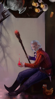 eonixa:  Sheogorath, Lord of my guts, nails and morning sneezes, with nice glowing stick called Wabbajack and his new friend Dovahkiin (who`s currenly a chicken).  Currently a chicken
