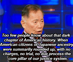 princesskilljoy:  disneyvillainsforjustice:  -teesa-:  7.23.14 George Takei describes the moment when he and his family were sent to an internment camp.  &ldquo;Another scene I remember now as an adult is every morning at school we started the day with