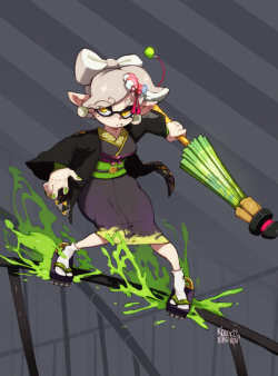 kollerss-arts:   She’s comin to hit Callie in the head, because she cant take her shit anymore.A rail grindy splatoon collab with @maiz-ken support him here https://www.patreon.com/Maizken   