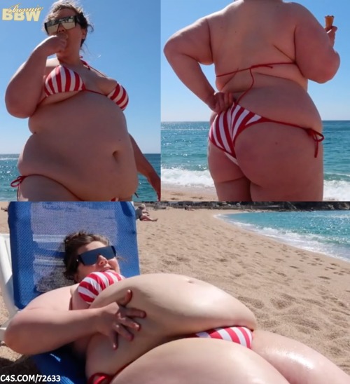 bigcutiebonnie: Shocking Strangers at the Beach Wearing my tiny bikini, which if I’m honest with you, was far too small for me! My boobs were bursting out of it &amp; it didn’t even cover my FAT fupa completely!! Although, I had no idea of this until
