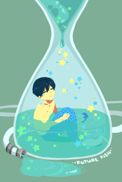 yuilien:  FUTURE FISH  So happy that they made haru a MERMAN in the ending song! I just had to draw mermansss - edit a bit - ;v; makoharu 