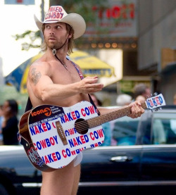male-celebs-naked:    Robert Burck, more famously known as The Naked Cowboy in Times Square NYC, naked.  Submit HERE  ←More Celebs HERE  ←