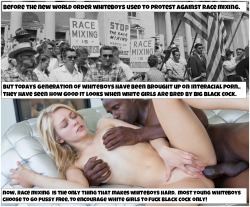 begforgenocide:  It isn’t propaganda, in the usual sense: it isn’t lies that have brainwashed whiteboys, but exposure to the Truth. Faced with the unavoidable Truth, the superiority of interracial sex, we have no choice but to encourage it 
