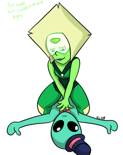 If everyone else is allowed to make baseless assumptions about fictional characters, I’m allowed too. My baseless assumption is that Peridot humps the Alien doll. His compassionate eyes are just too much to resist.