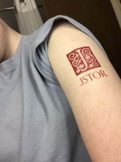 aqua-cultured: botanyshitposts: JSTOR is the most bizarre organization to have temporary tattoos available at their booth which means of course i had to put one on my body #i thought this was real at first and i was like you know what? i respect that