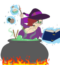 juiceinyoureye: don’t think i’ve ever draw Bea doing anything remotely witchy she’s honestly pretty good at potion-brewing and really basic spells 