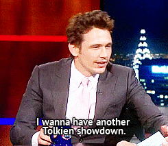 moriahari:  salt-and-pepper-skeleton:  god bless  He asked that question knowing he would get owned. He just wanted to witness the awesome power that is Stephen Colbert and his Tolkien knowledge.  Colbert is a treasure.