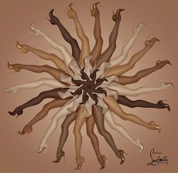  Christian Louboutin puts out a line an ad campaign that acknowledges that “nude” isn’t another word for “light beige.”  I don’t like nude shoes, I prefer statement footwear, but it’s good to see big names acknowledging that we come in