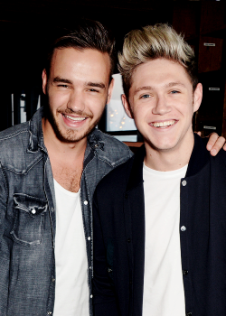 jackfalaheessssssss-deactivated:  Liam Payne and Niall Horan attend the private launch of David Beckham For H&amp;M Swimwear at Shoreditch House on May 14, 2014 in London, England.  