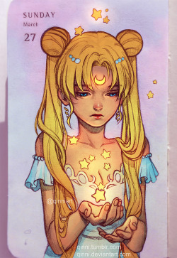 qinni:    Happy Easter from Usagi!🐰 I just wanted an excuse to sketch some sailor moon hahaha. More daily sketch in my moleskine planner. I colour these digitally cause if I’m going to paint something traditionally I want good paper. But it is sketched