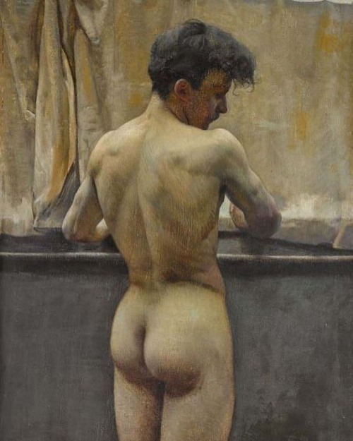 antonio-m:  ‘Männlicher Rückenakt’, 1896  (Male from behind). Ruldolf Bém (1874-1961) Czech painter. oil on canvas.