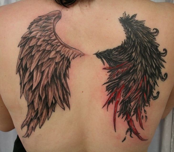 Black angel wings tattoo designs