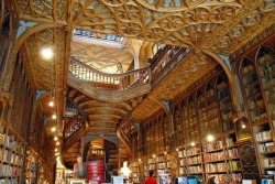 spoookyscary:  The Lello Bookstore was built in 1906 in Porto, Portugal by The Lello  Brothers (Antonio and Jose) who formerly owned another bookstore a few  streets away. Their new bookstore is one of the most ornate bookstores  in the world, mixing