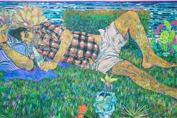 grundoonmgnx:  Hope Gangloff, Wigmore in Leucadia, 2017 Acrylic and Cut Paper on Canvas 72 x 108 