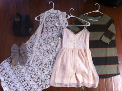littlestmom:  A giveaway brought to you by tumblr user ~littlestmom~ What you could win! urban outfitters(staring at stars) off with lace shall size small(๠-100) urban outfitters(truly madly deeply) striped long sleeved dress size extra small (ฤ)
