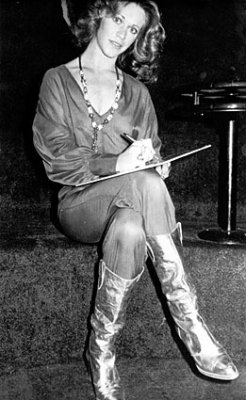 Signing copies of her disco single &ldquo;Benihana,&rdquo; 1977