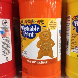 anonymousparty:  what can we use to illustrate the color orange? i know, a gingerbread man with a phone on his stomach. that’ll do it.