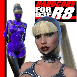 Now your bondage set is complete with Powerage’s new leather outfit. Comes complete with hair, hood, leather outfit, and more! Check the link to see the whole package! Compatible with Daz Studio 4.8  and Genesis 3 Females! Hardcore-R8 For G3 Females