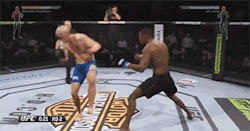 guitarbeard:  mma-gifs:  So it turns out EA Sports UFC is far from perfect…(x)  I love how games are improving in graphics at such a rate so when you see stuff like this it still takes two seconds to realize this is not in fact the most fucked up UFC
