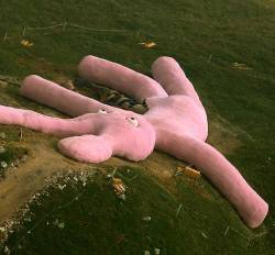annnmoody: annnmoody:   annnmoody:   annnmoody:   coolthingoftheday:  In 2005, a group of artists in Italy built a giant 200-foot-long plushie rabbit in the countryside, and just left it there. It’s been there ever since.  (Source)   i think about