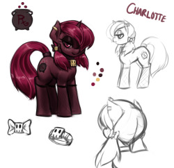 cauldroneer:  I’ve been putting this off for a long time, because I was afraid of the criticism I might get if I made my own pony OC. But I don’t care, I'ma do it anyway. So in development here, is Charlotte, who specializes in brewing potions. …because