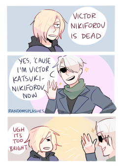 randomsplashes:  randomsplashes: this is what honestly should’ve happened when yurio said ‘victor nikiforov is dead’ (redbubble!) bonus: it’s shining so brightly because of their love for each other lmao