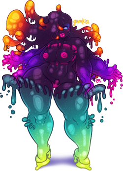 gumkiss:  Slime Goddess Maybe you remember I posted some previews on this character that was one of the character I designed for one of my ilustrations for the Monster Anthology Slime Edition Book. I wanted to draw her again and because of nsfw I can