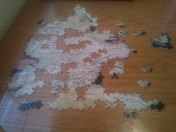 My progress on the Westeros puzzle since yesterday. I have successfully connected the Reach(Highgarden), the Westerlands(Casterly Rock/Lannisport), KL, the Stormlands, some of the Crownlands(Harrenhal), and a lot of the Riverlands, including Riverrun